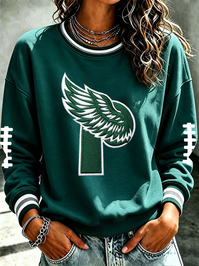 Women'S Retro Football Print Round Neck Sports Shirt
