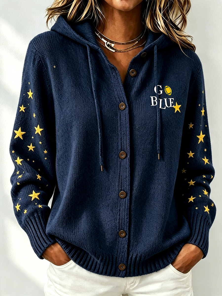 Women'S Football Fan Printed Casual Hooded Sweatshirt