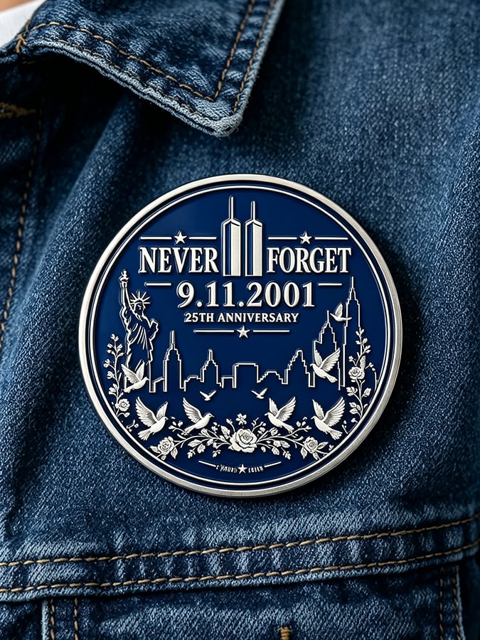 Unisex 9/11 25th Anniversary We Will Never Forget Brooch