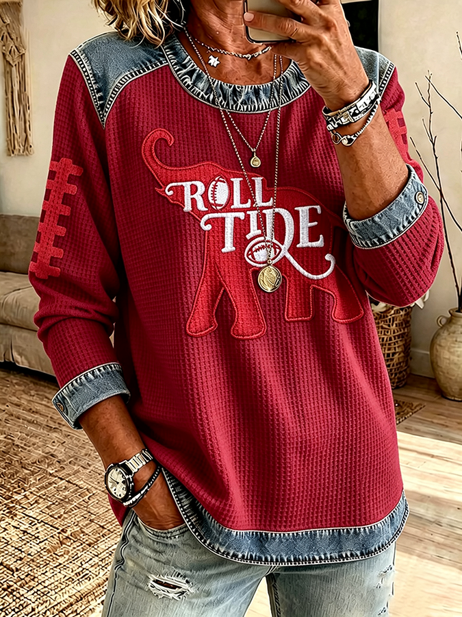Women'S Football Printed Casual Long Sleeve Top