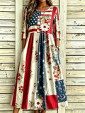 Women'S Flag Floral Printed Casual Dress