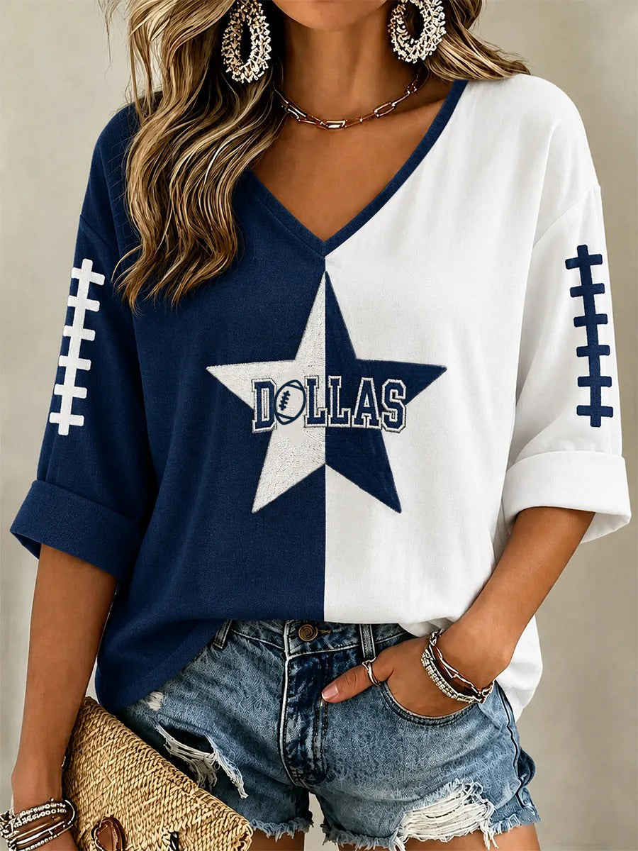 Women'S Football Print Waffle  Top