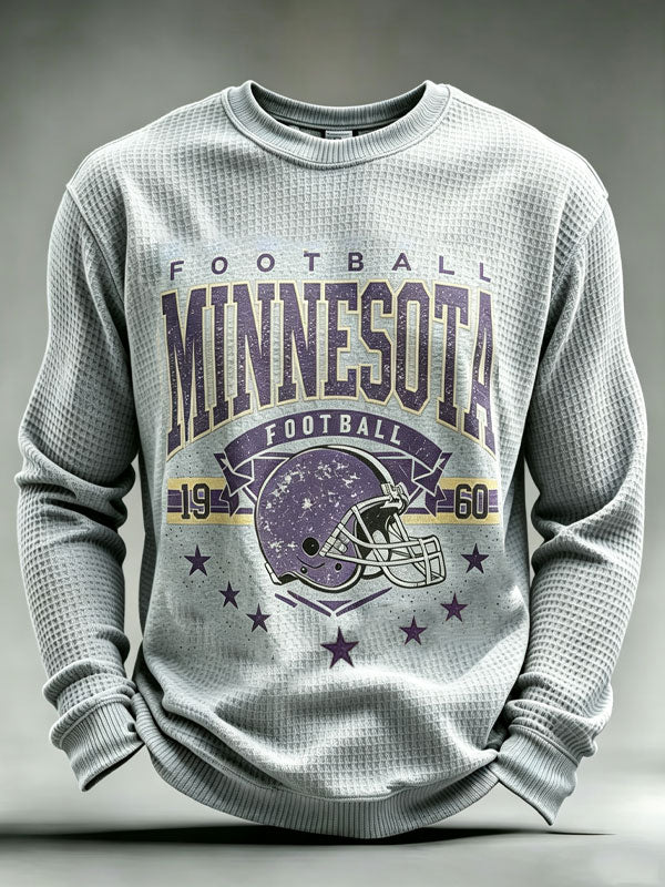 Men's Football Fan Round Neck Waffle Hoodie
