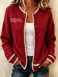 Women's Casual Football Plant Knitted Cardigan Top