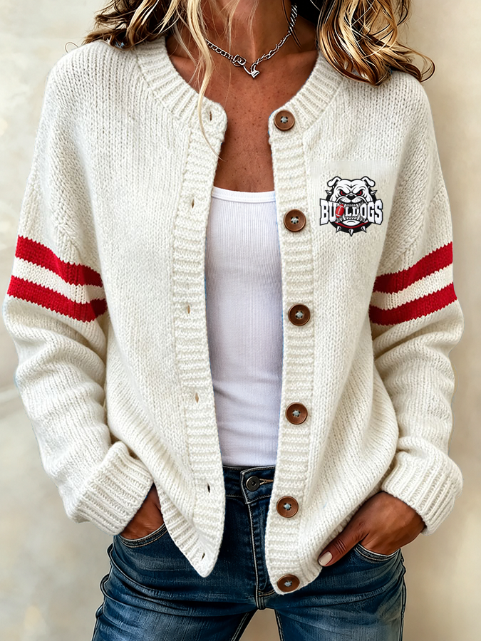Women'S Casual Football Plant Knitted Cardigan Top