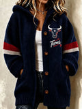 Women's Football Printed Casual Cardigan