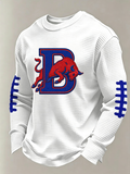 Men'S Buffalo Print Football Fans Gameday Casual Waffle Long Sleeve T-Shirt