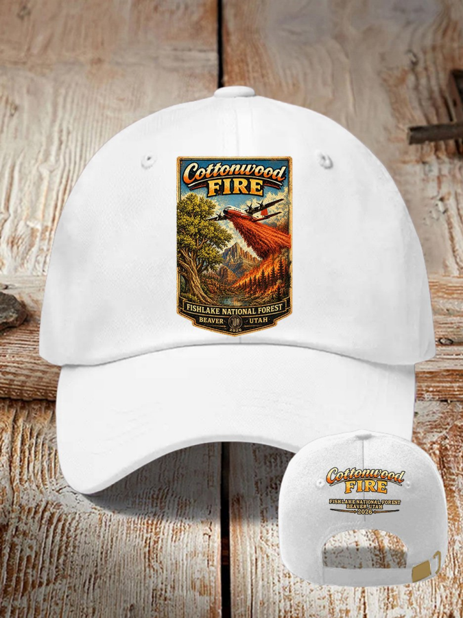 Retro Cottonwood Fire Fishlake National Forest, Beaver, Utah 2026 Print Baseball Cap
