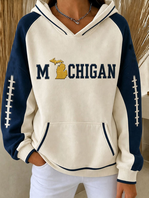 Ladies' Casual Rugby Fan Hooded Sweatshirt