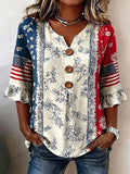 Women's Casual American 250th Anniversary Print Top