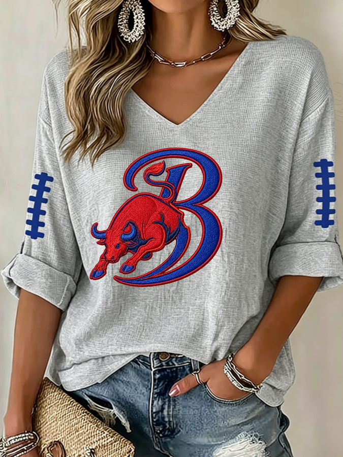 Women's Go Football Waffle Top