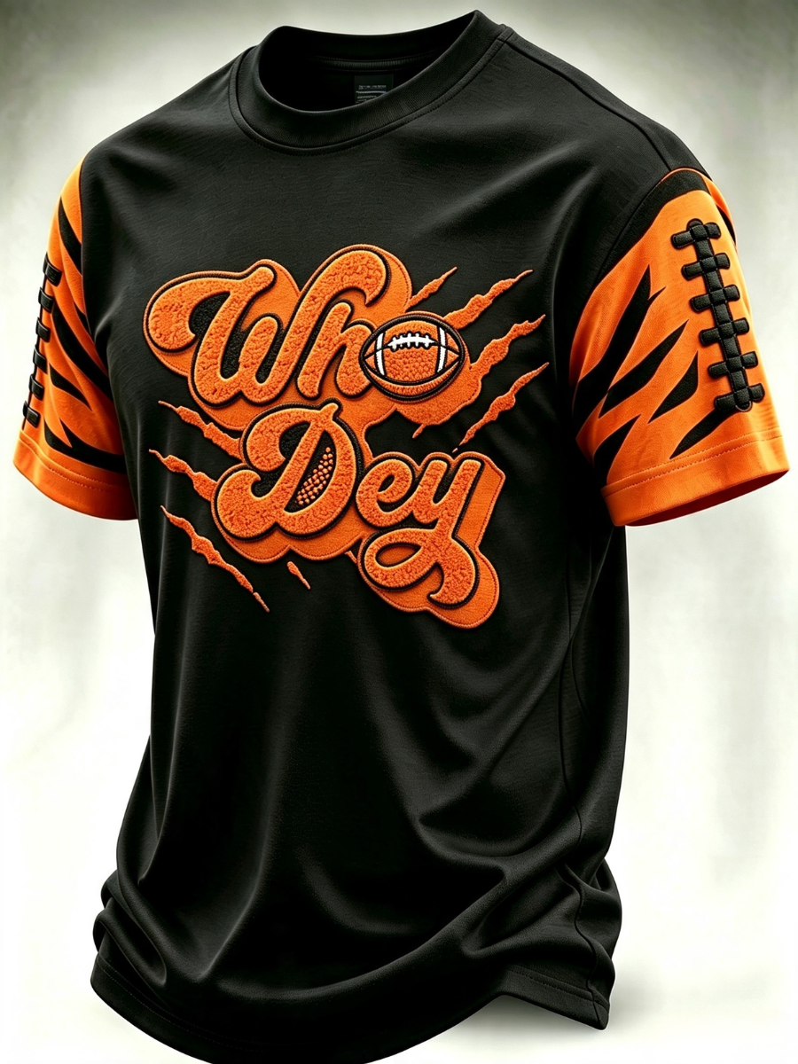 Men's Football Printed Round Neck T-Shirt