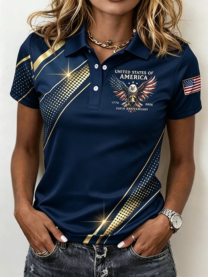 Women's 250  American Print Polo Shirt