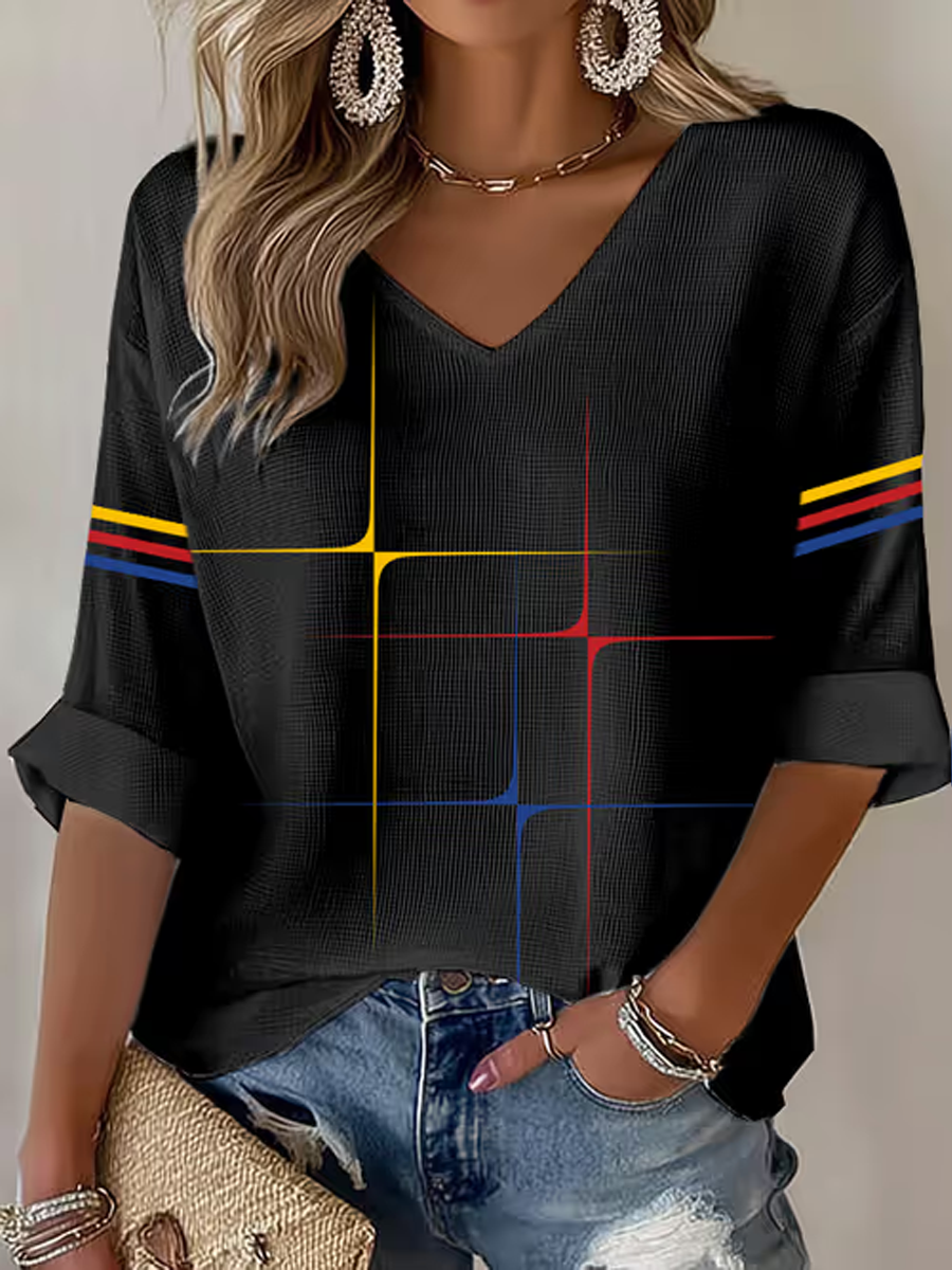 Women'S Football Print Waffle Top