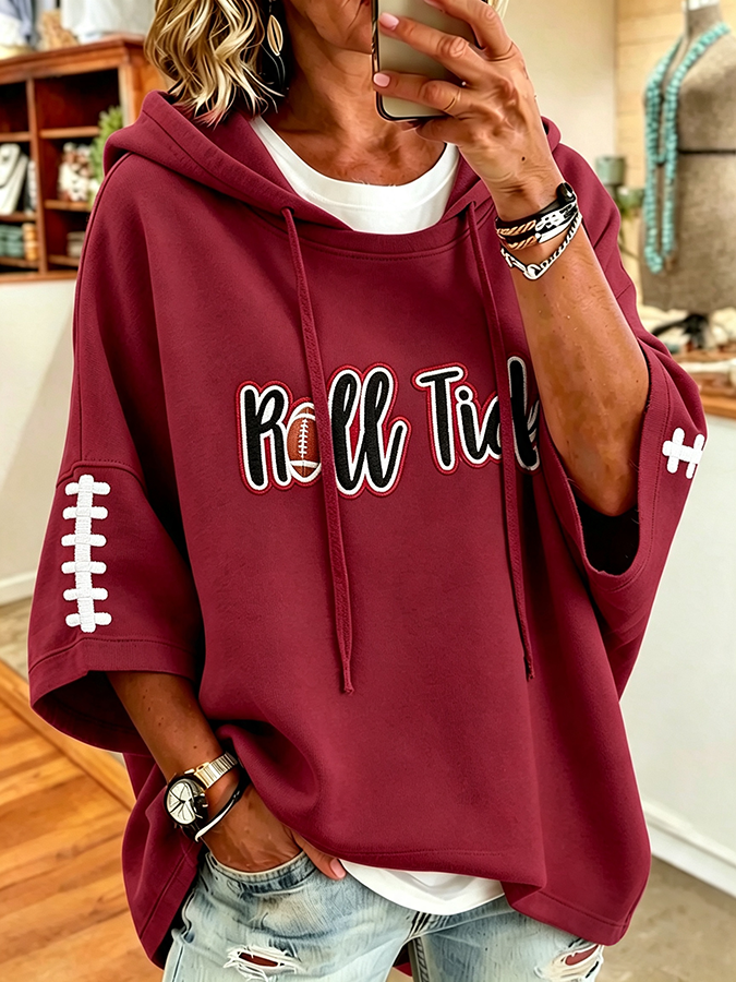Women'S Retro Rugby Printed Hoodie