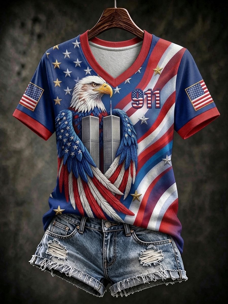 Women's 911 Memorial V-Neck Short-Sleeve T-Shirt