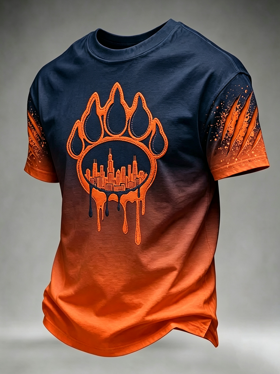 Men's football printed short sleeved T-shirt