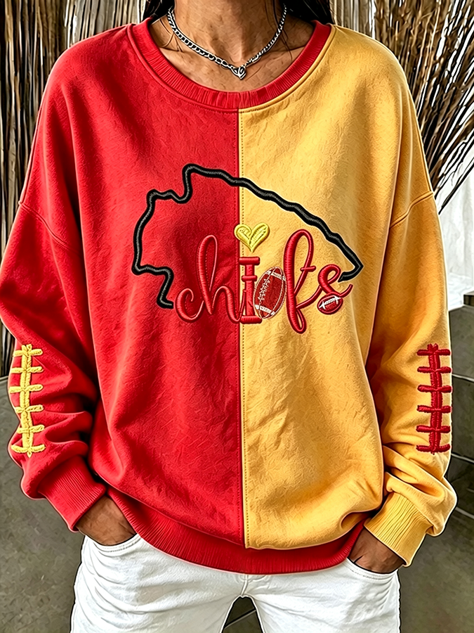 Women'S Football Print Casual Sweatshirt