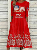 Women'S Flag  Printed Casual Dress