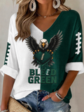 Women'S Football  Print Waffle  Top