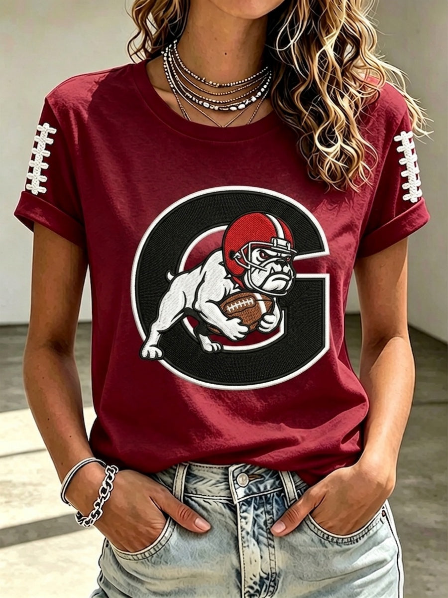 Women's Football Fan Print Casual T-Shirt