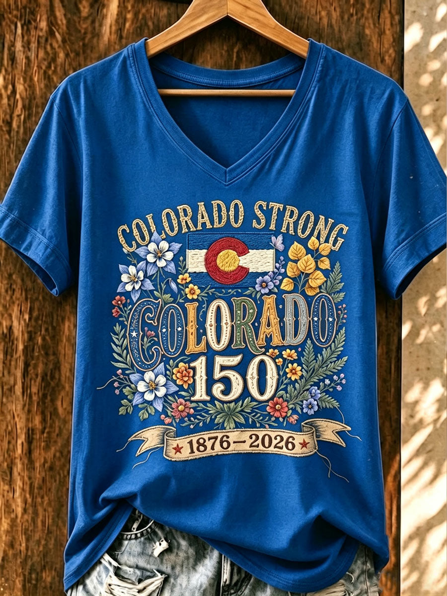 Women'S Colorado Strong Vintage Colorado Flag Mountain Forest T-Shirt