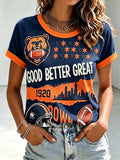 Women's Football Printed Short Sleeved T-Shirt