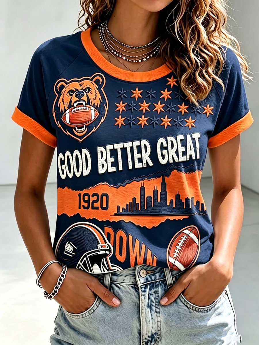 Women's Football Printed Short Sleeved T-Shirt
