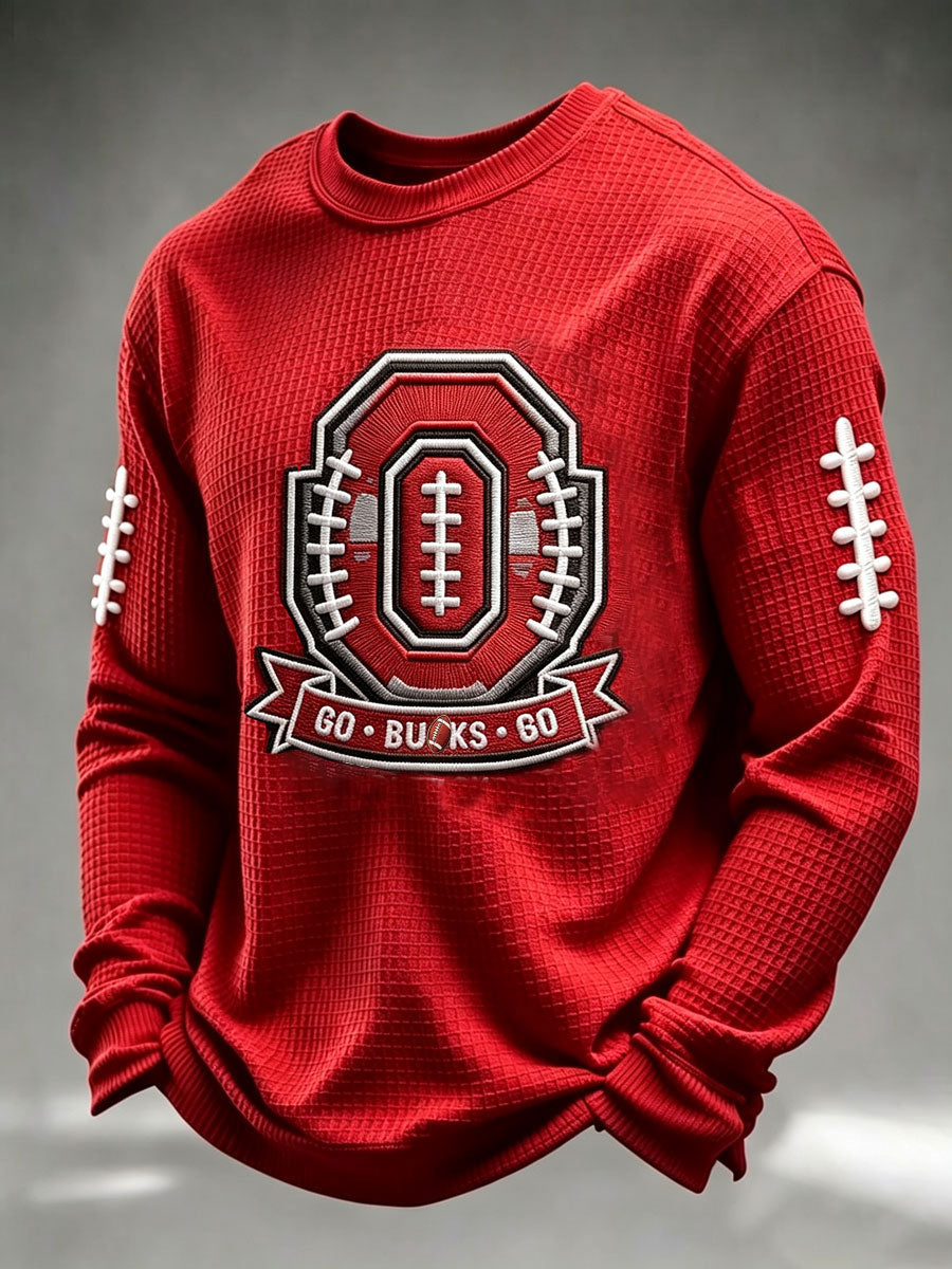 Men'S Football Game Printed Waffle Sweatshirt
