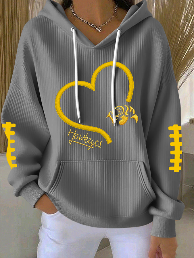 Women'S Football Print Hooded Sweatshirt