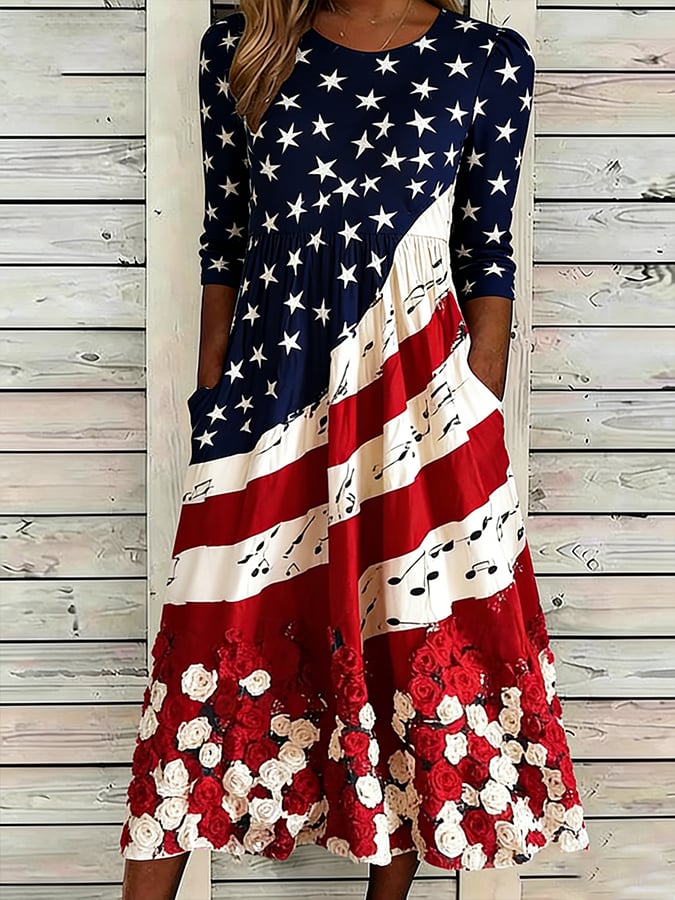 Women's Vintage 250th Anniversary Floral Art Print Dress