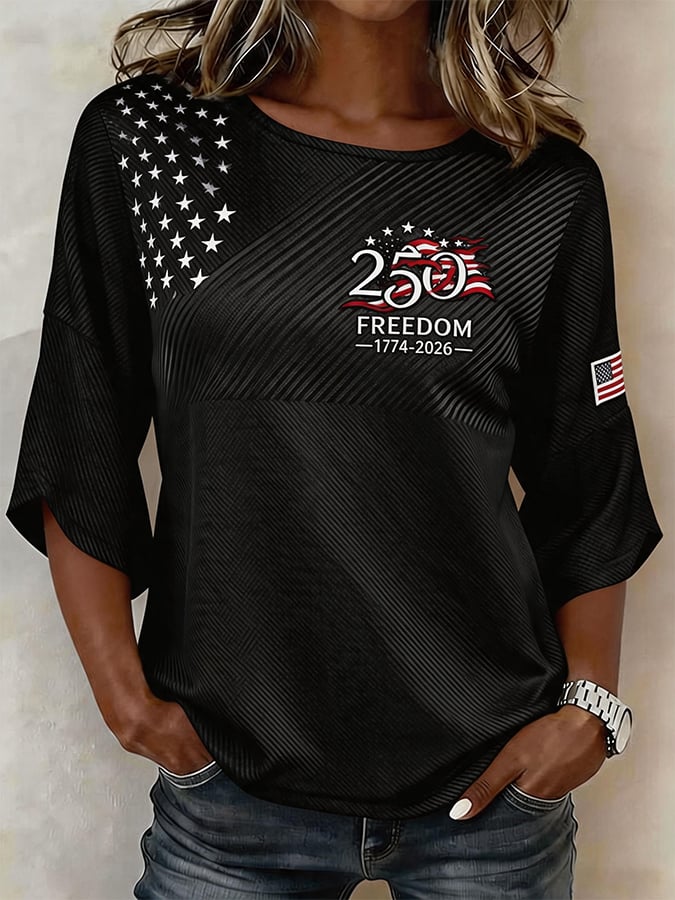 Women's Independence Day Print Loose Top