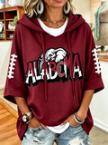 Women'S Retro Rugby Printed Hoodie