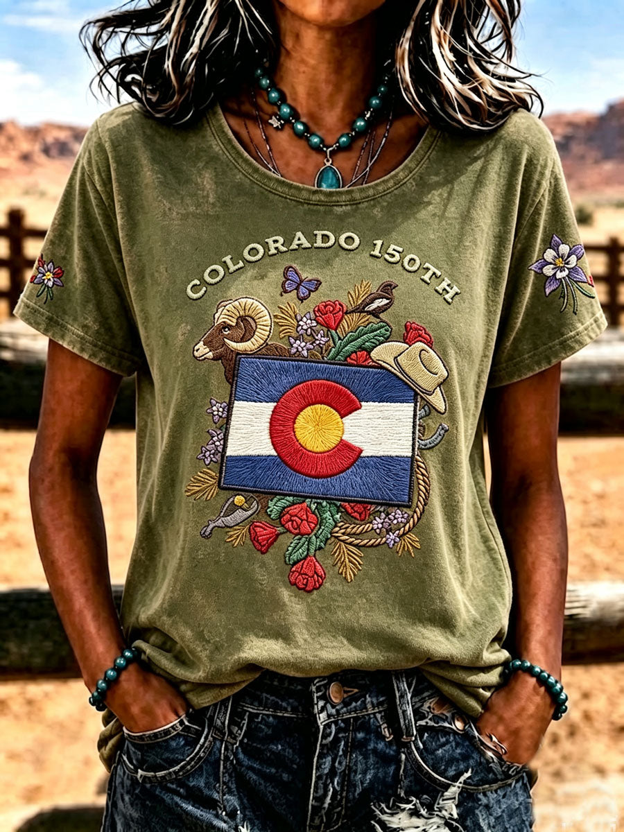 Women's Colorado 150years Anniversary Casual T-shirt