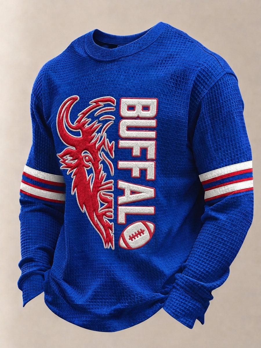 Men'S Football Printed Waffle Sweatshirt