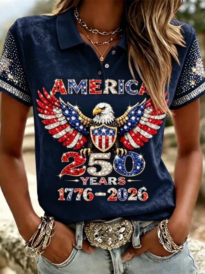 Women's Casual 250th Anniversary Printed Polo Shirt