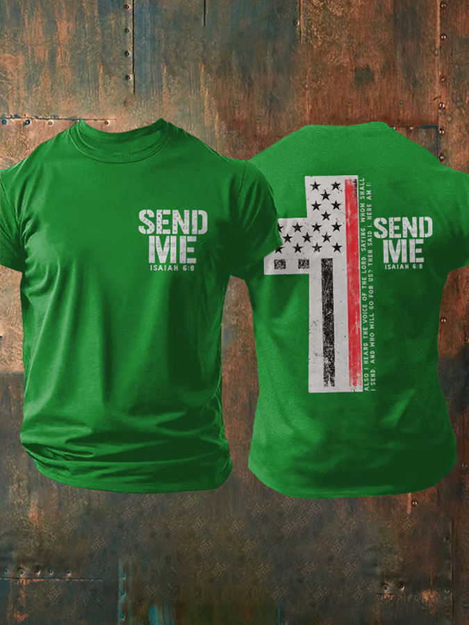 Mountain Cross In Memory Of The Fallen Short Sleeve Tee With Sleeve Cross Print