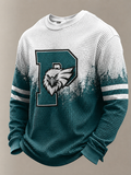 Men's Football Fan Round Neck Waffle Sweatershirt