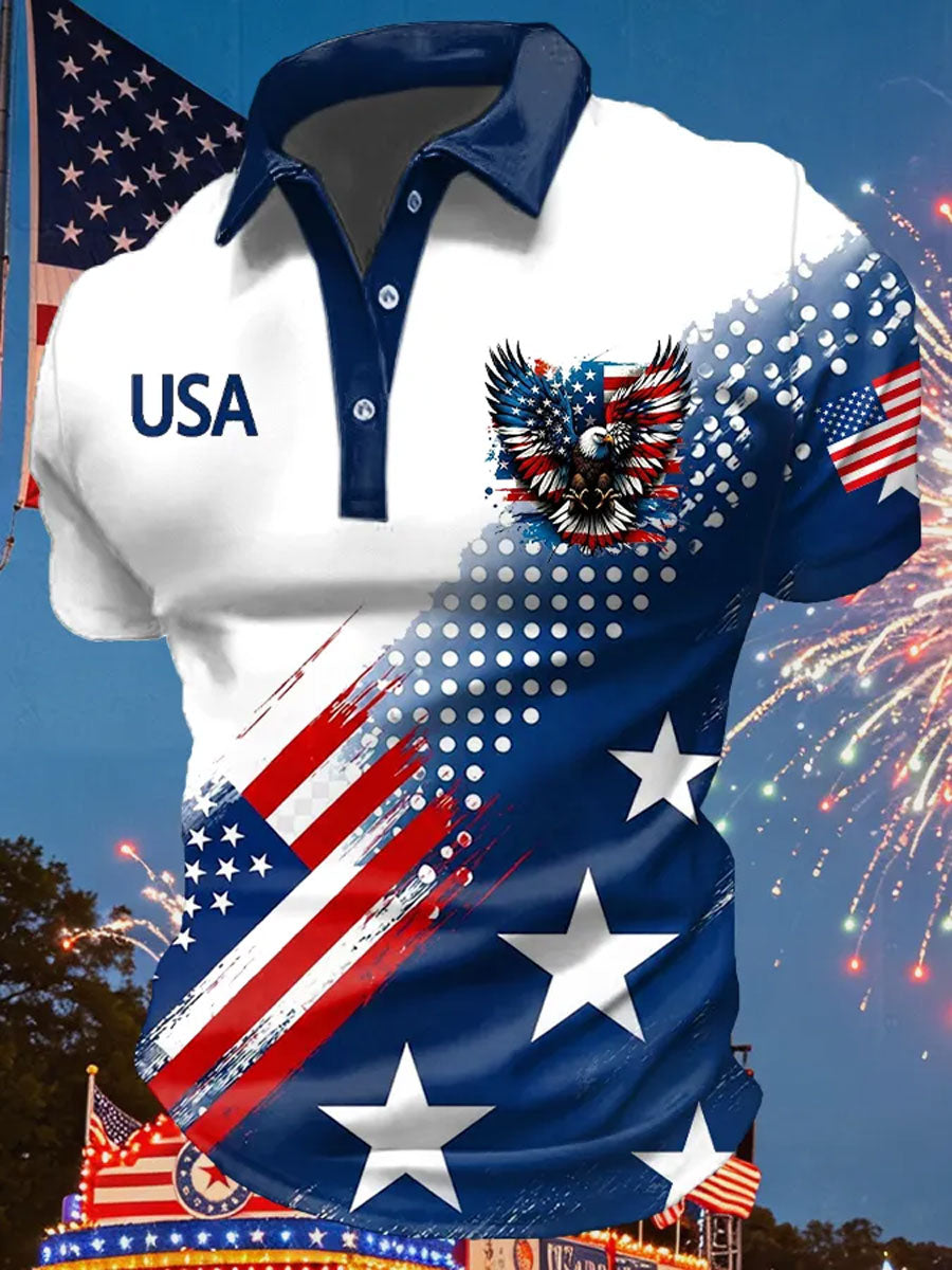 Men'S 250Th Anniversary Printed Casual Polo Shirt