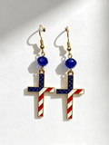 U.S. 250th Anniversary Retro Red, White, And Blue Cross Earrings