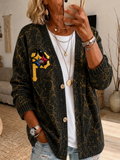 Women's Football Pattern Knit Cardigan