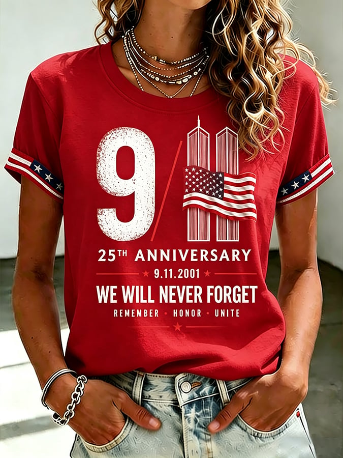 Women's  Retro  9.11 Never Forget Print T-shirt