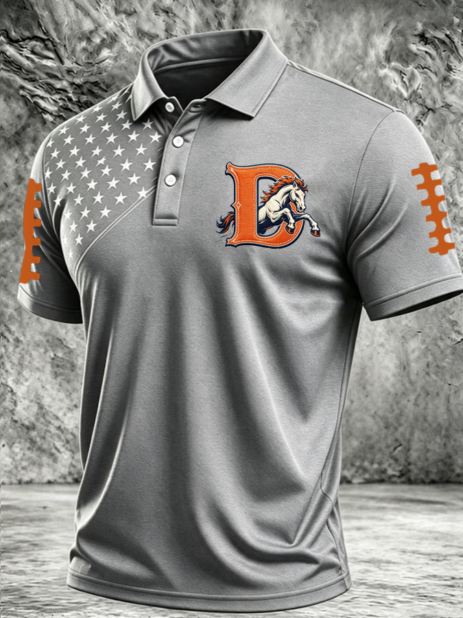 Men's Football Print Casual Printed T-shirt