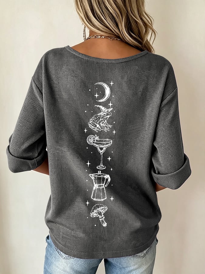Women's Midnight Margaritas Print V Neck Top