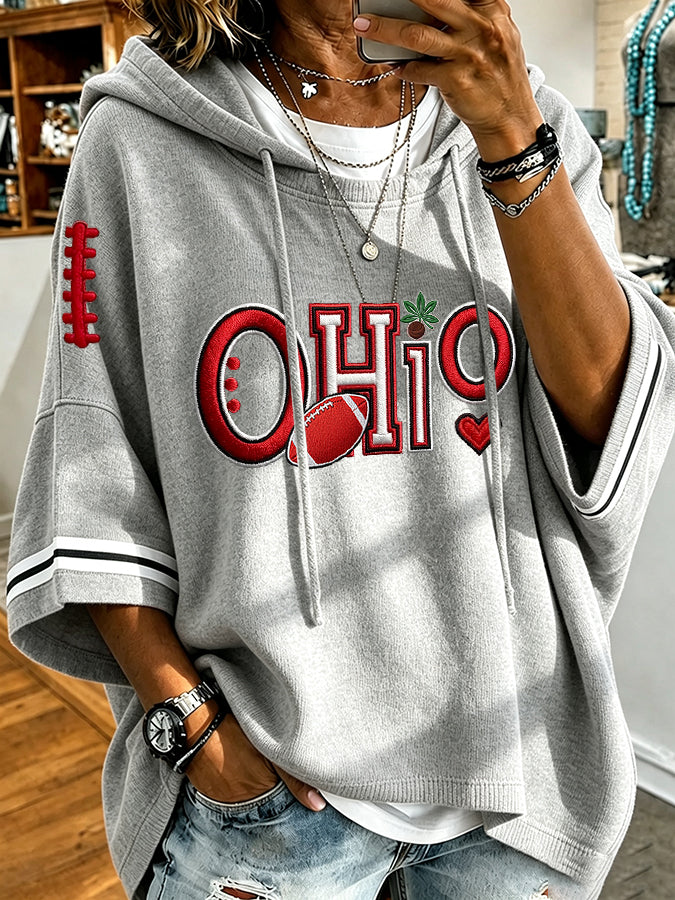 Women's University Football Fan Casual Loose Hoodie