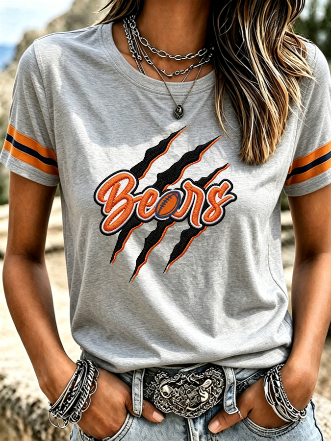 Women'S Retro Football Printed T-Shirt