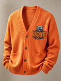 Men'S Casual Rugby Printed Cardigan