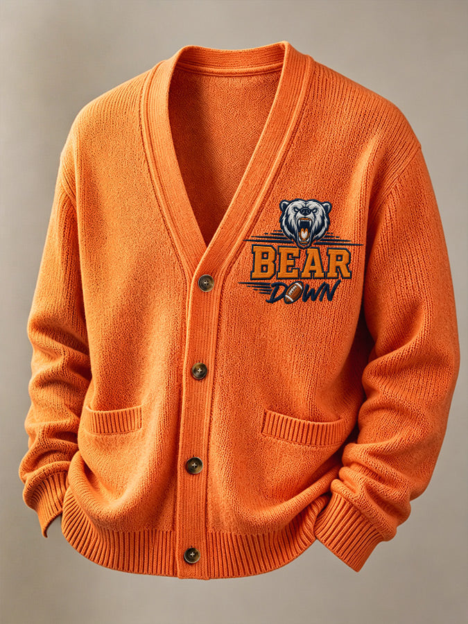 Men'S Casual Rugby Printed Cardigan