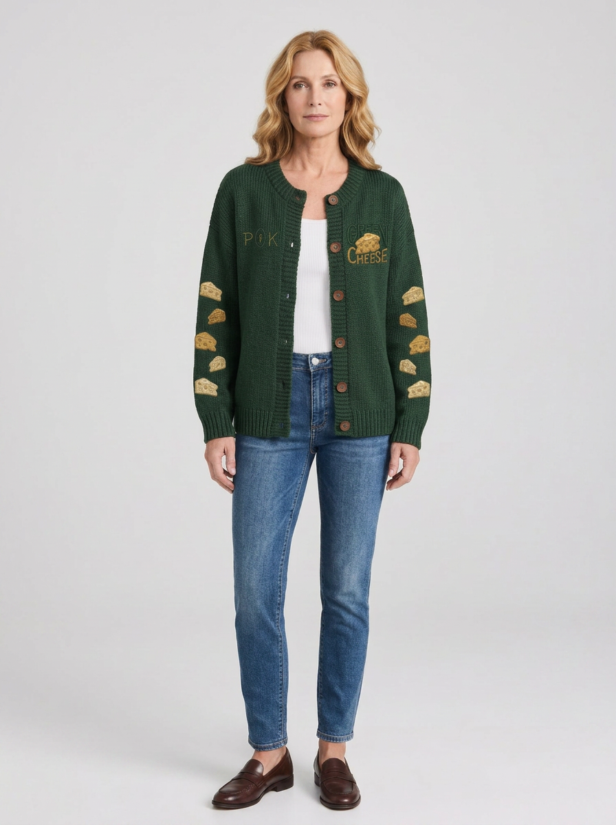 Women's Green Bay Football Cheese Printed Cardigan