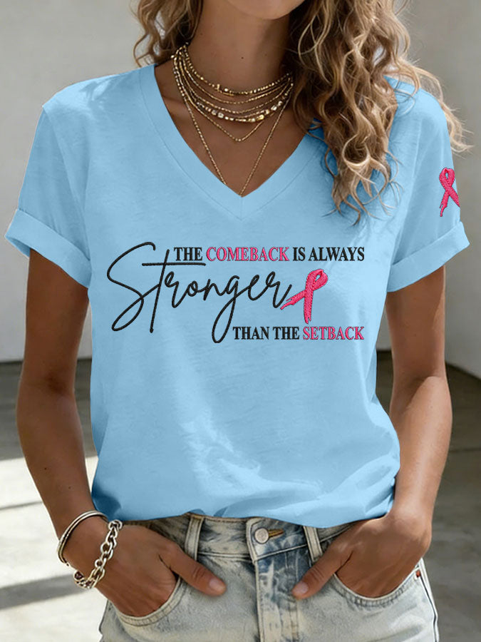 Women'S Breast Cancer Awareness Printed Casual T-Shirt